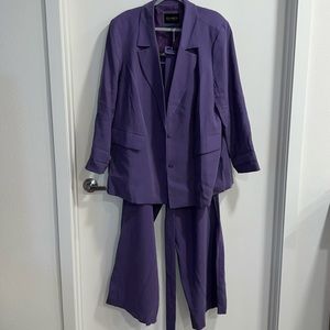 Eloquii Purple Blazer Jacket and Pant Suit Set Sz 18